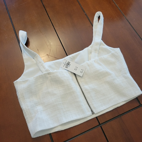 Abercrombie & Fitch Tweed Cami Set Top White - Picture 4 of 8
